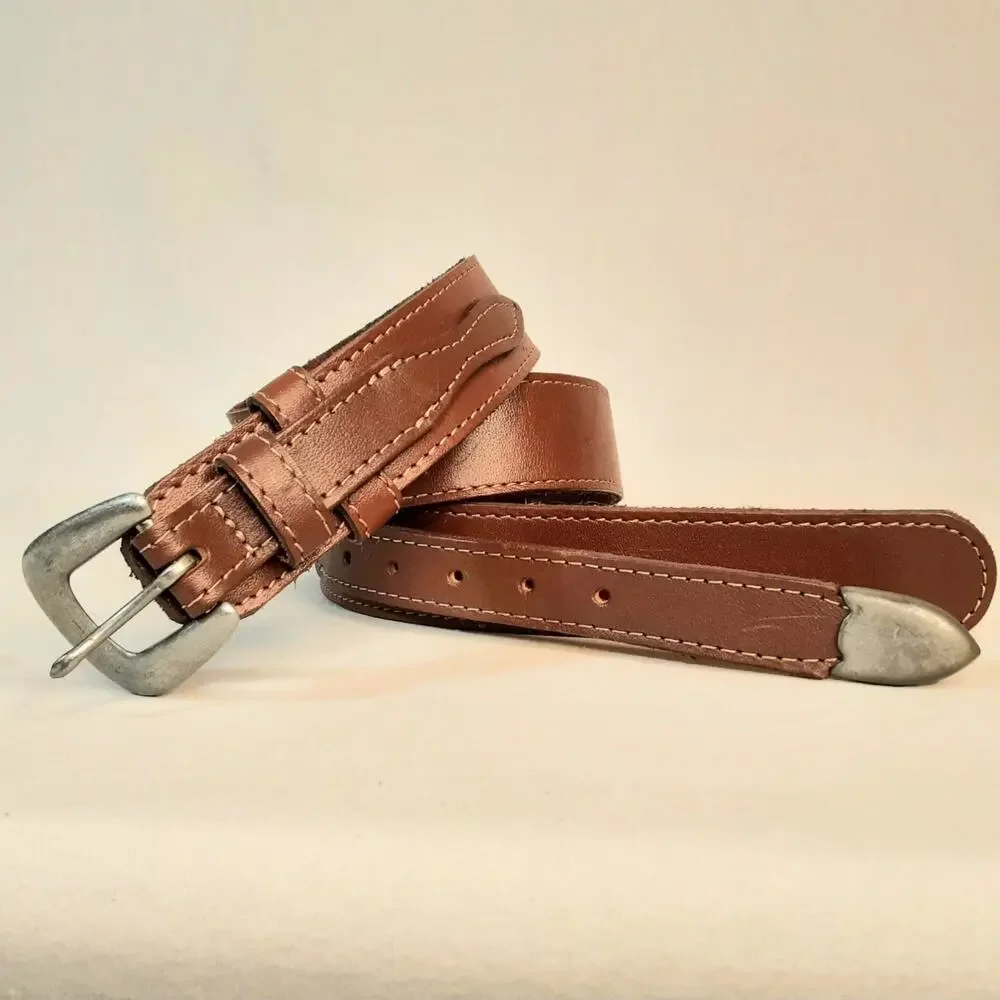💎Gap Womens Double Stitch Sienna Brown Genuine Leather Belt Size Small